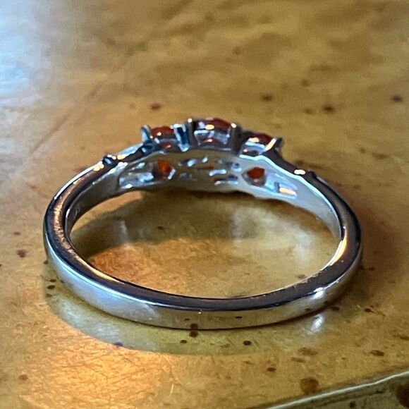 Natural Fire Opal Sterling Silver Ring Size 8 - Picture 5 of 9